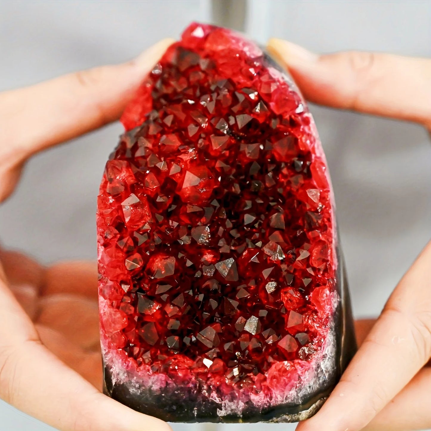 1PC Rare Red Geode Cut Base Cluster - Elegant Home & Office Decor, Unique Geological Gift Idea,Crystal Crafts