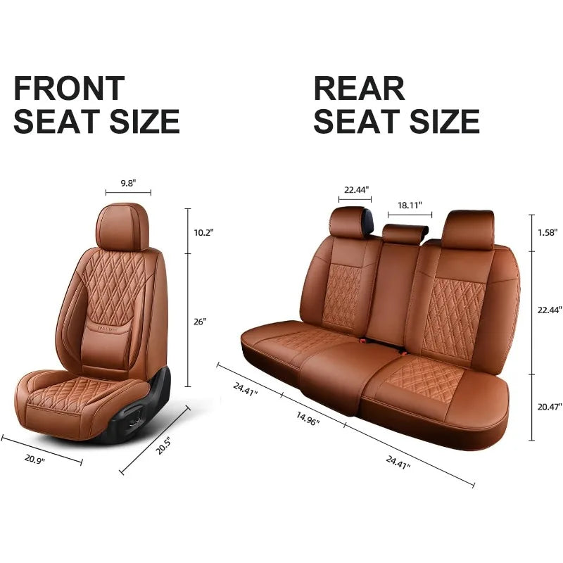 Covers Full Set, Breathable Leather Automotive Front and Rear Seat Covers & Headrest, Universal Automotive Vehicle Seat