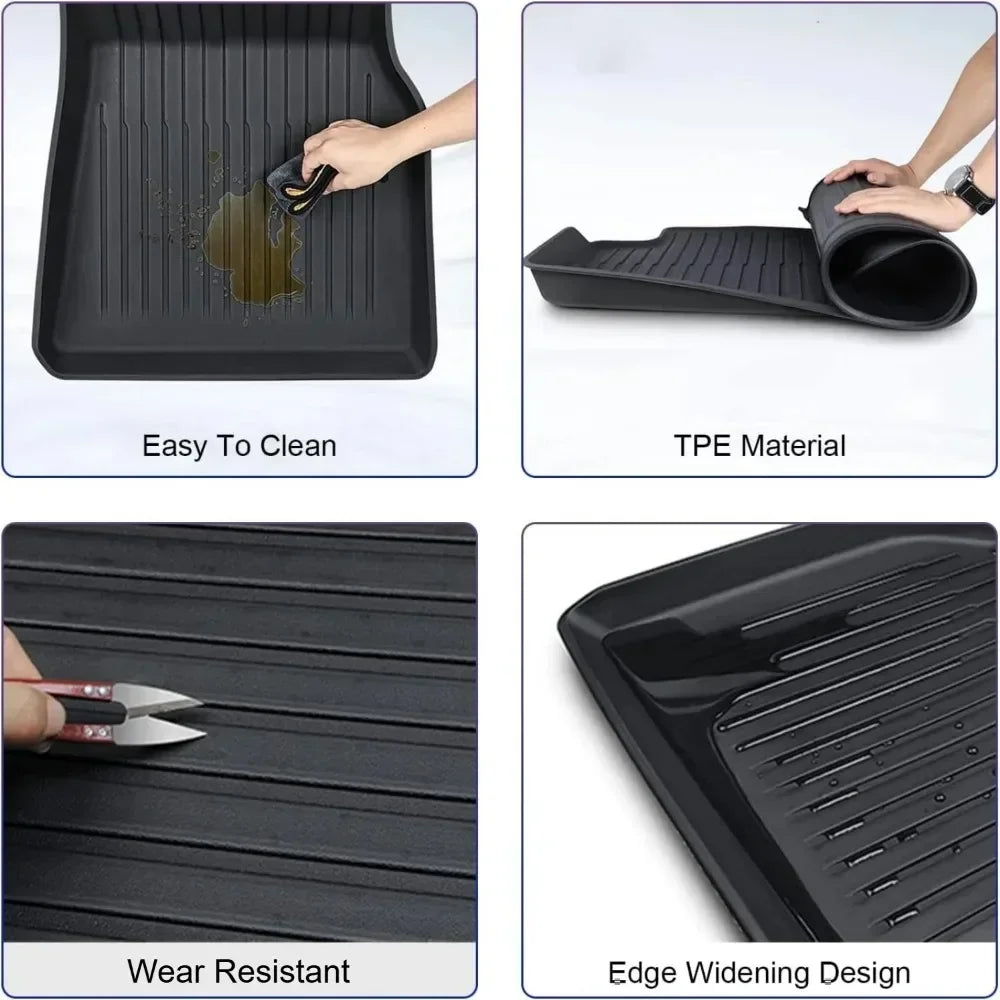 Car Floor Mats For Tesla Model Y Juniper 2025 2026 TPE All-Weather Trunk Pads Wear-Resistant Cargo Liners Odorless Back Cushion