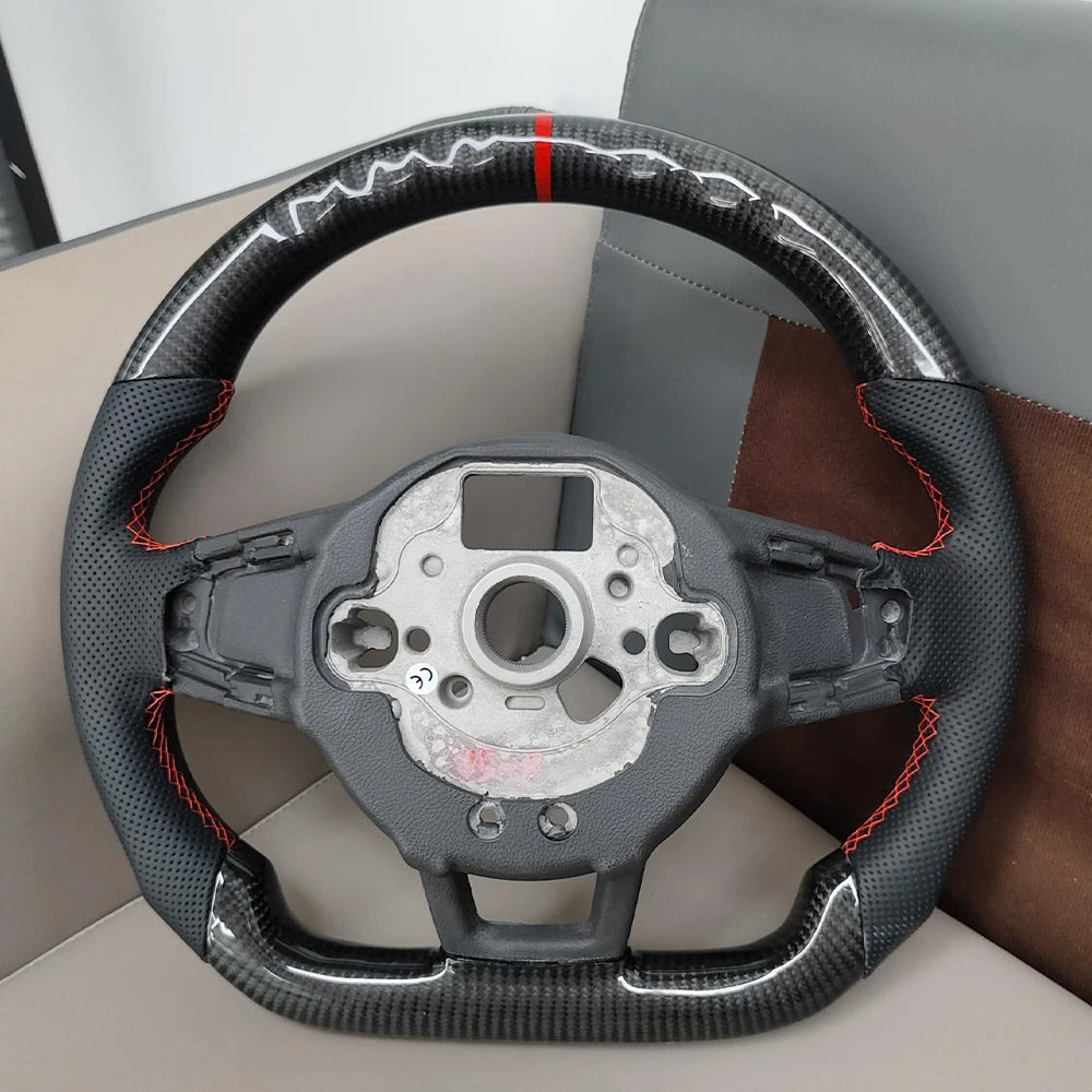 For Volkswagen Golf 7 7.5 Rline GTI GTE GLI Tiguan 2013-2019 Perforated Leather Carbon Modify Design Steering Wheel