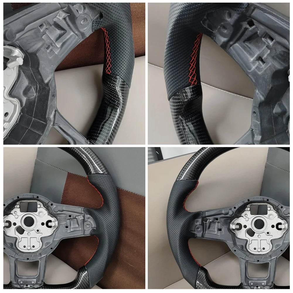 For Volkswagen Golf 7 7.5 Rline GTI GTE GLI Tiguan 2013-2019 Perforated Leather Carbon Modify Design Steering Wheel