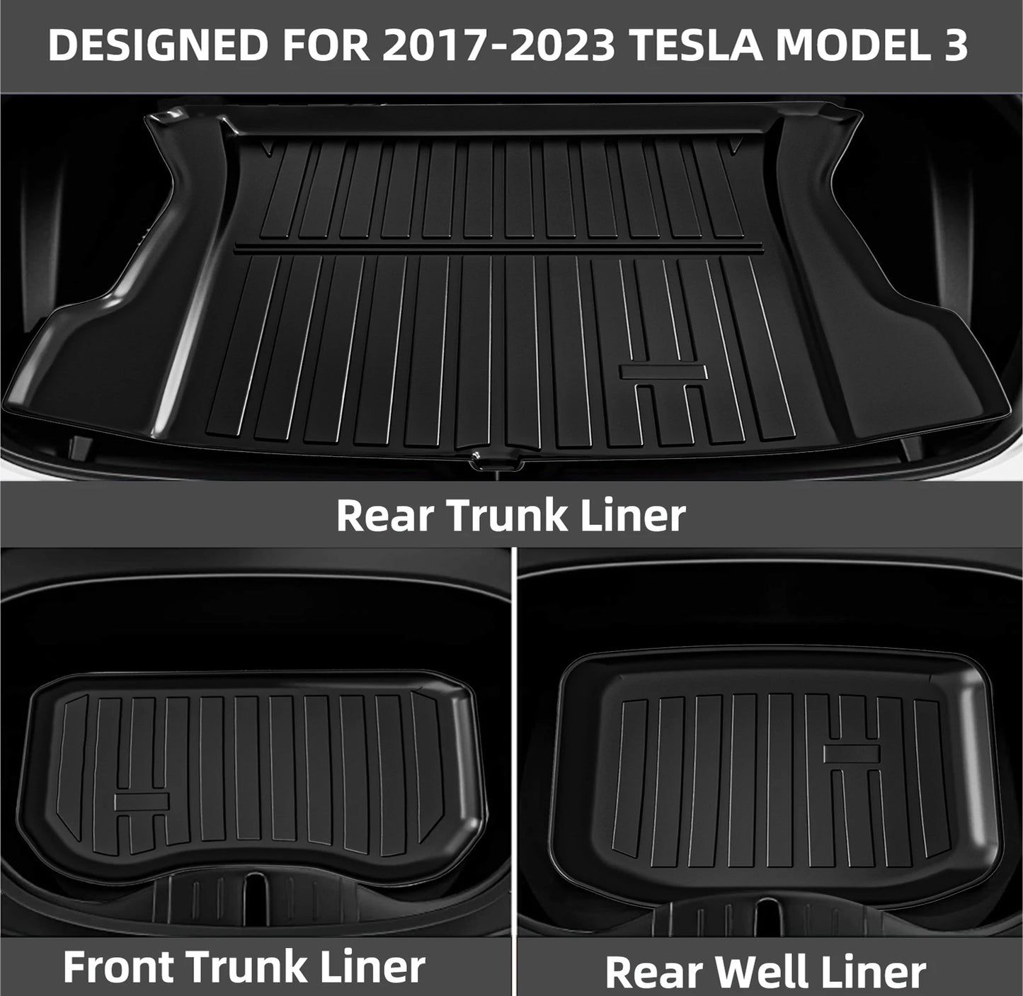 Custom Fit Floor Mats for 2017-2023 Tesla Model 3, 3/6 Pack Floor Liners for 2017 2018 2019 2020 2021 2022 2023 Tesla Model 3