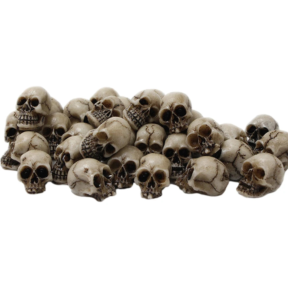 20-200Pcs Miniatures Skull Sculpture Halloween Skeleton Statues Ornament Festival Theme Landscape Garden Potted Plant Decoration