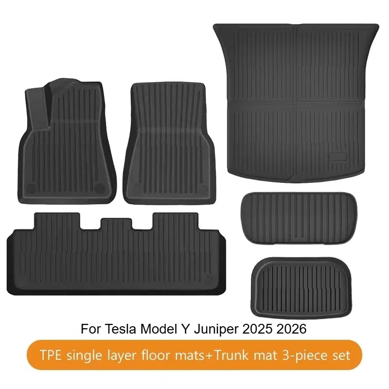 Car Floor Mats For Tesla Model Y Juniper 2025 2026 TPE All-Weather Trunk Pads Wear-Resistant Cargo Liners Odorless Back Cushion