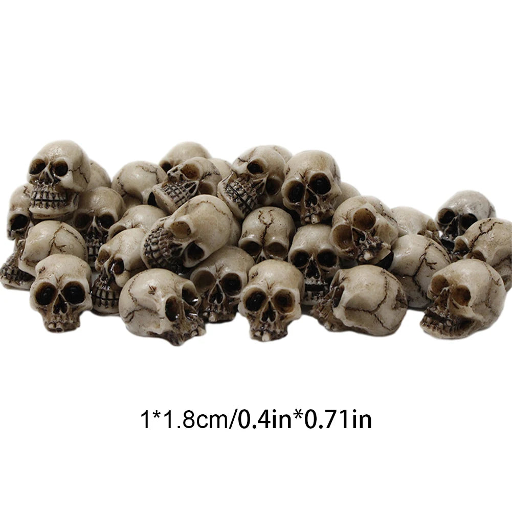 20-200Pcs Miniatures Skull Sculpture Halloween Skeleton Statues Ornament Festival Theme Landscape Garden Potted Plant Decoration