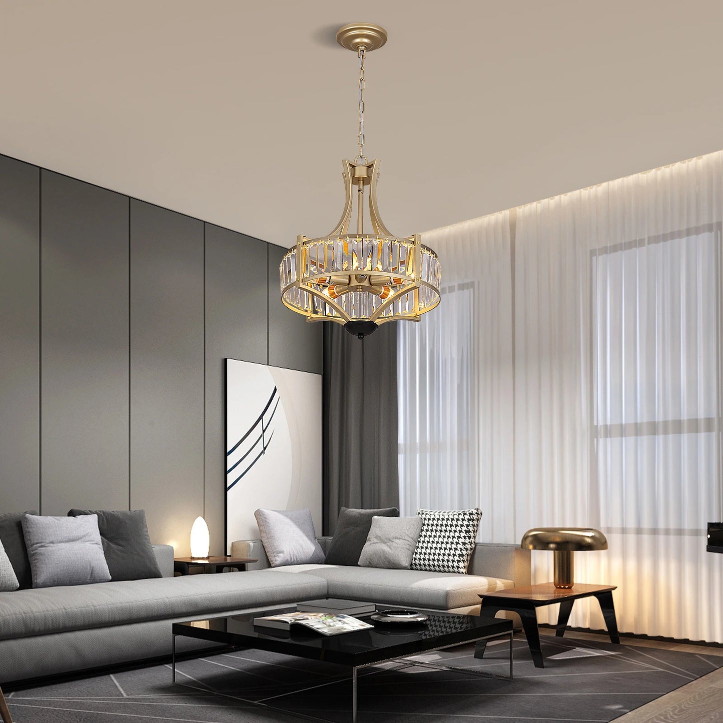 VETRULUS Luxury Crystal Pendant Ceiling Lamp  Home Decoration Living Room Bedroom Chandelier Ceiling Light Modern Lighting
