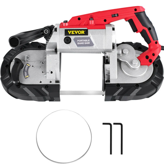 SucceBuy Portable BandSaw 5Inch Cutting Capacity Cordless Variable Speed 10Amp Motor Deep Cut Bandsaw for Metal Wood Pipes Rebar