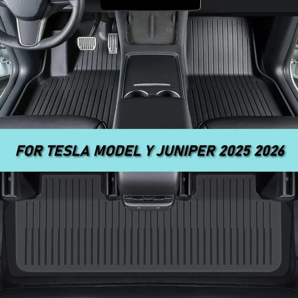 Car Floor Mats For Tesla Model Y Juniper 2025 2026 TPE All-Weather Trunk Pads Wear-Resistant Cargo Liners Odorless Back Cushion