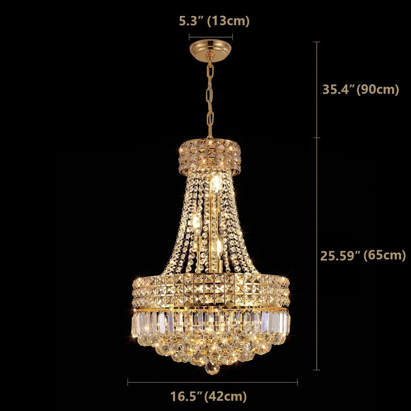 Modern K9 Crystal Chandelier, Luxury Empire Style Hanging Gold Crystal Chandelier Fixture for dining room/living room/bedroom