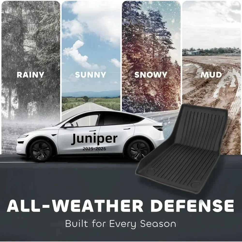 Car Floor Mats For Tesla Model Y Juniper 2025 2026 TPE All-Weather Trunk Pads Wear-Resistant Cargo Liners Odorless Back Cushion
