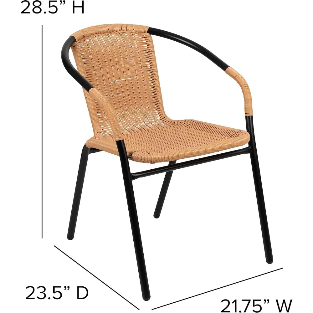 4 Pack Beige Patio Dining Sets, Indoor-Outdoor Restaurant Stack Chair with Curved Back, Patio Dining Sets