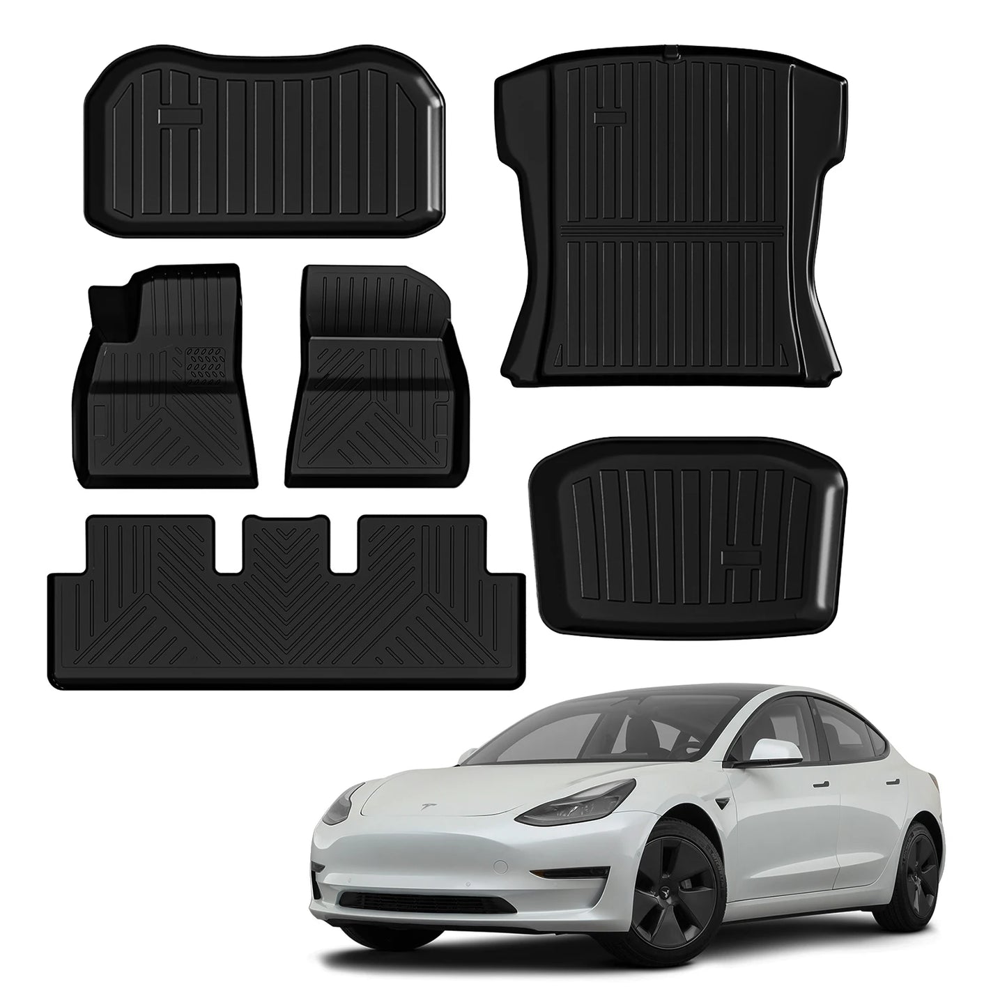 Custom Fit Floor Mats for 2017-2023 Tesla Model 3, 3/6 Pack Floor Liners for 2017 2018 2019 2020 2021 2022 2023 Tesla Model 3