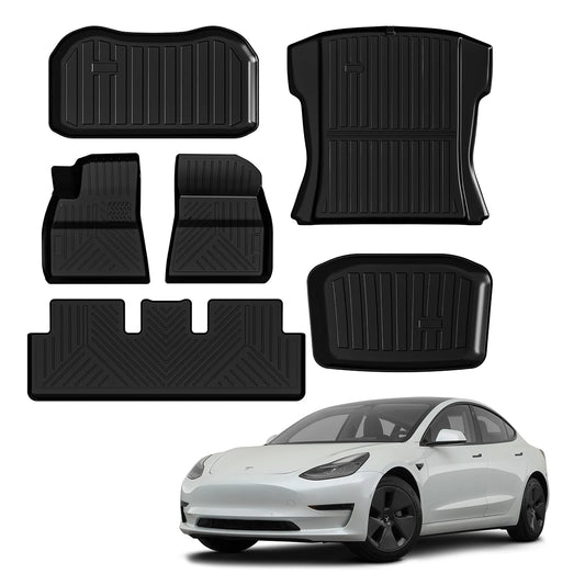 Custom Fit Floor Mats for 2017-2023 Tesla Model 3, 3/6 Pack Floor Liners for 2017 2018 2019 2020 2021 2022 2023 Tesla Model 3