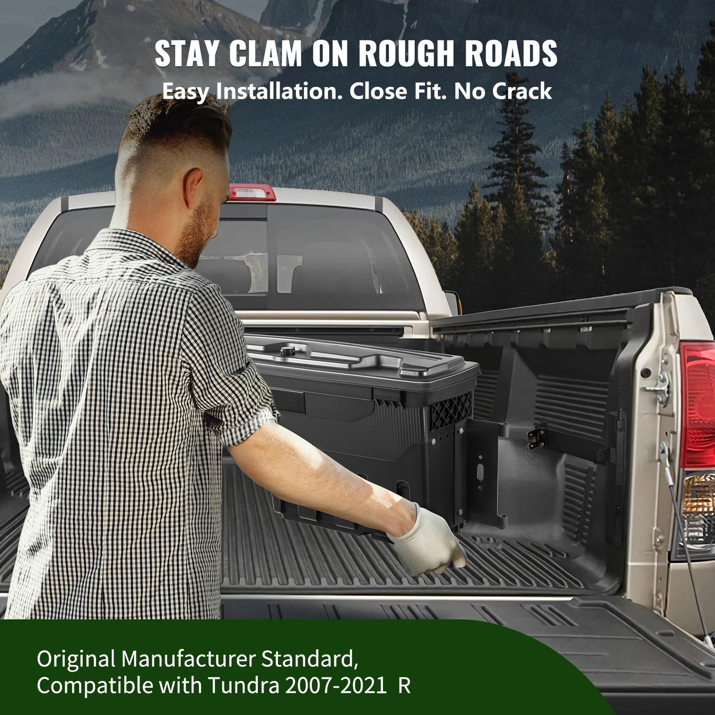 SucceBuy Truck Bed Storage Box Passenger Side Lockable Lid Waterproof ABS Wheel Well with Password Padlock Tool Box for Trucks