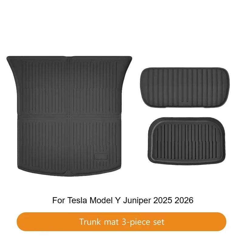 Car Floor Mats For Tesla Model Y Juniper 2025 2026 TPE All-Weather Trunk Pads Wear-Resistant Cargo Liners Odorless Back Cushion